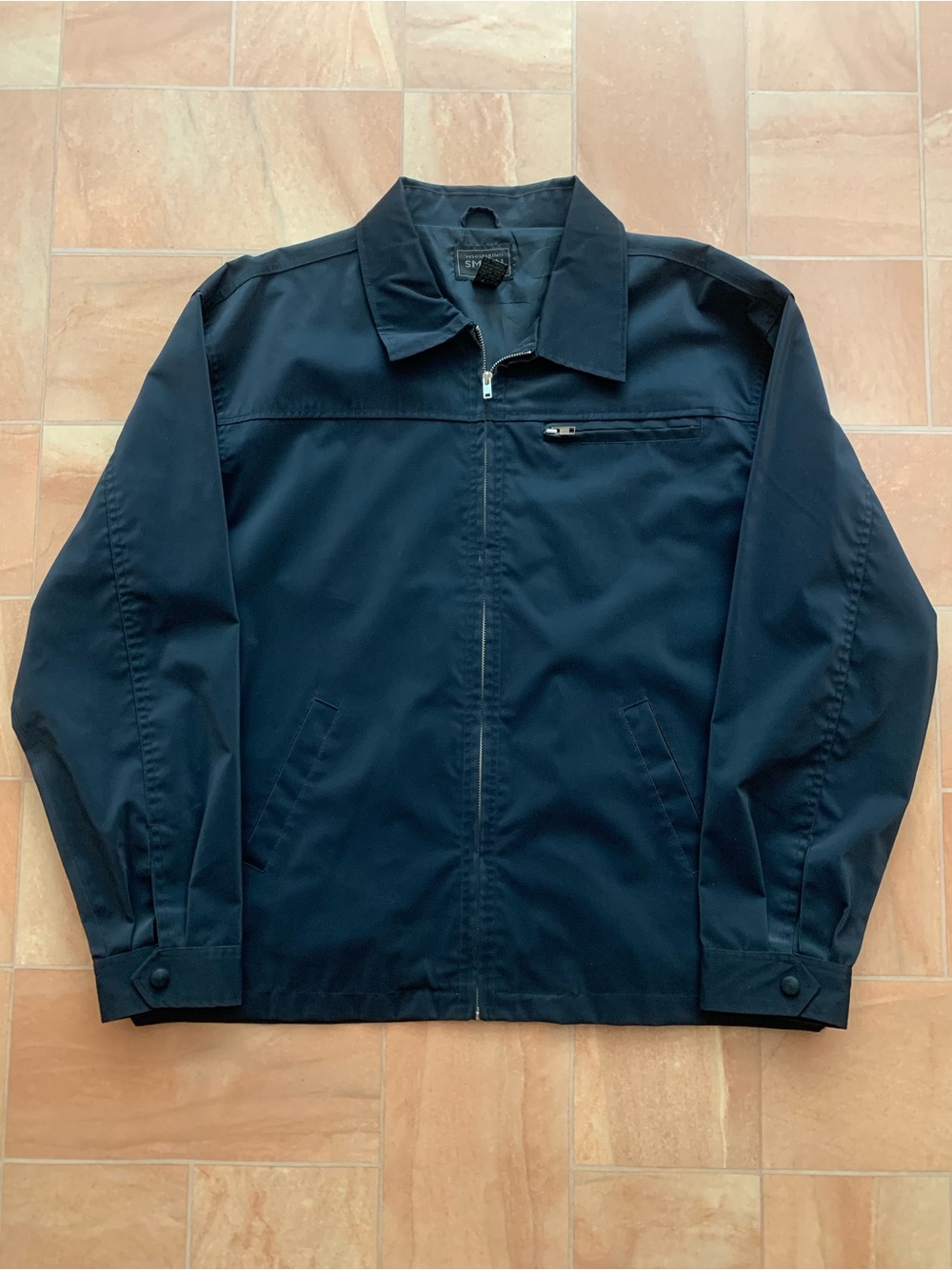 Vintage Men's Navy Blue Zip-Up Blouson Jacket